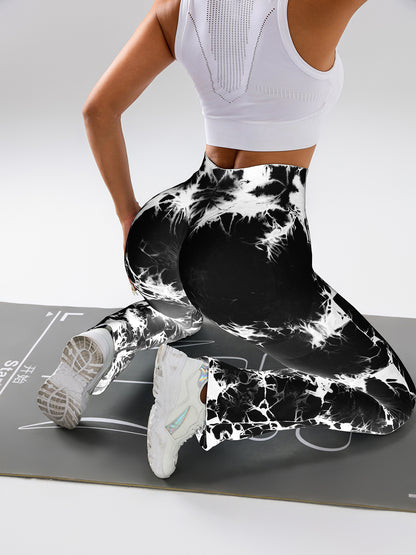 Tie-Dye Flare Yoga Pants - High Waist Tummy Control