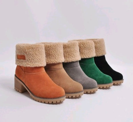 Suede Snow Boots - Mid-Tube Waterproof Platform