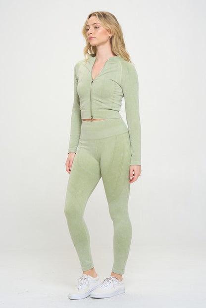 Ribbed Knit Long Sleeve Tracksuit Top & Leggings Set