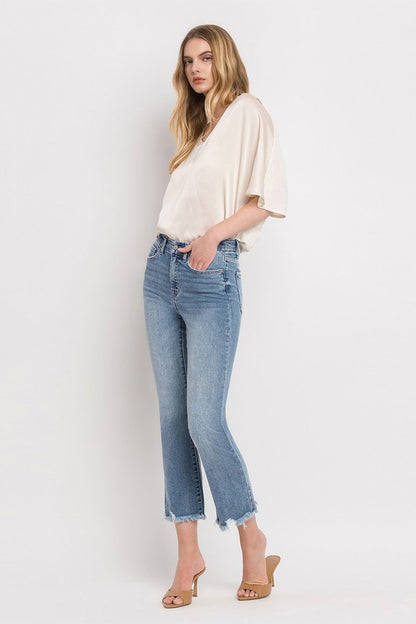 Light Denim High Rise Crop Flare Jeans