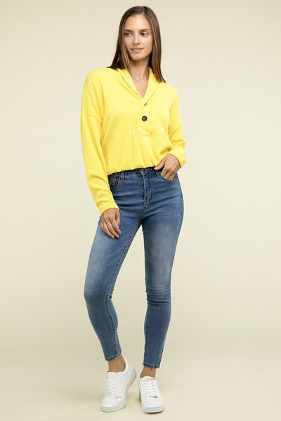 Textured Line Elastic Waist Pullover Top - Fashions Envy