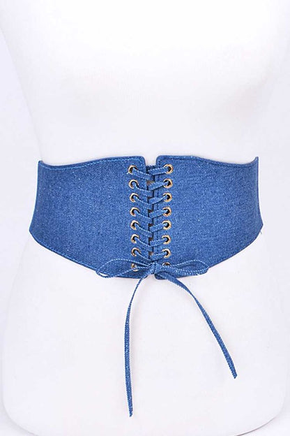 Denim Elastic Lace-Up Corset Belt