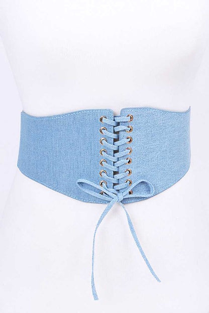 Denim Elastic Lace-Up Corset Belt