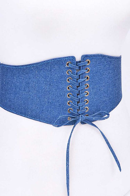 Denim Elastic Lace-Up Corset Belt