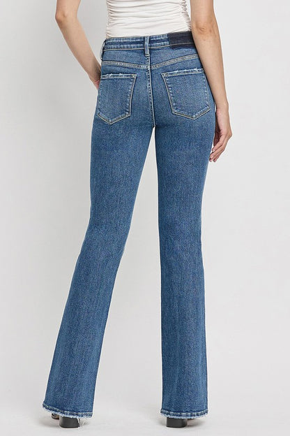 Zip Fly High Rise Slant Hem Flare Jeans