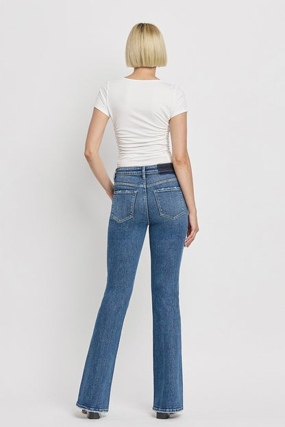 Zip Fly High Rise Slant Hem Flare Jeans