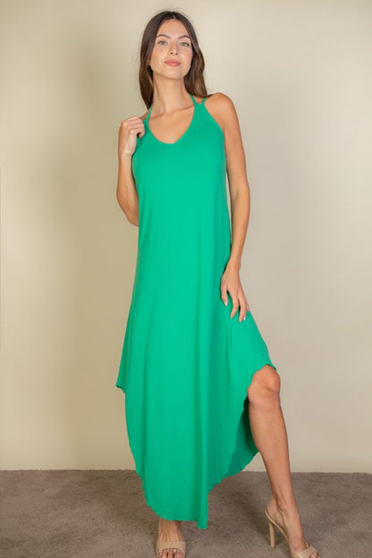 Solid Cami Double Strap Loose Fit Maxi Dress