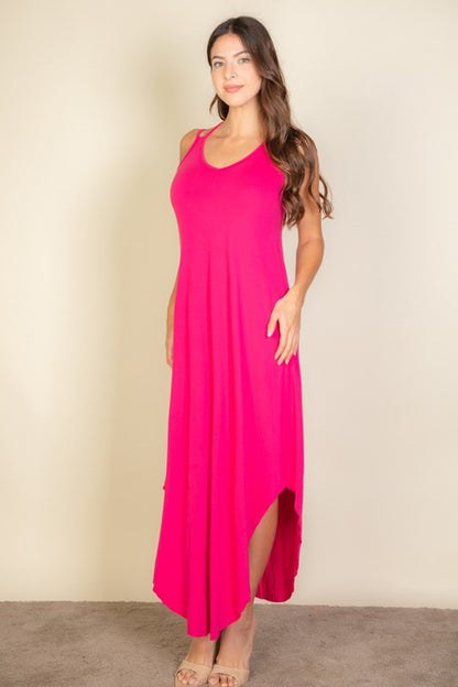 Solid Cami Double Strap Loose Fit Maxi Dress