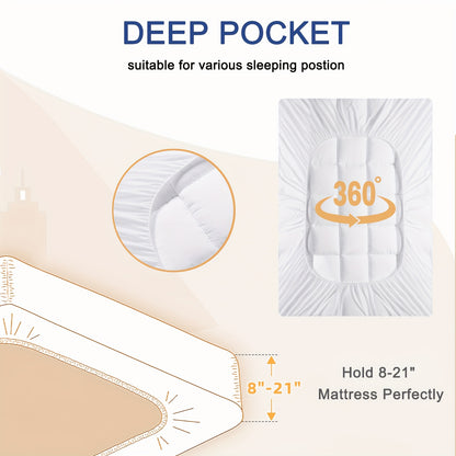 Quilted Pillow Top Mattress Topper - Extra Thick Mattress Pad Cover