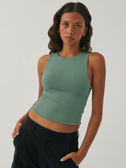 Round Neck Cropped Tank - Fashions Envy
