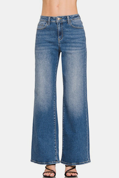 High Rise Zenana Wide Leg Jeans with Pockets