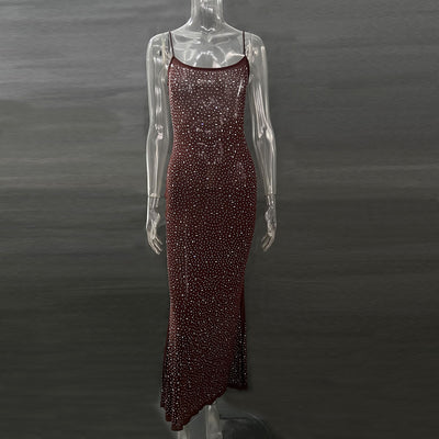 Diamond Mermaid Long Dress - Shiny Suspender Style - Fashions Envy