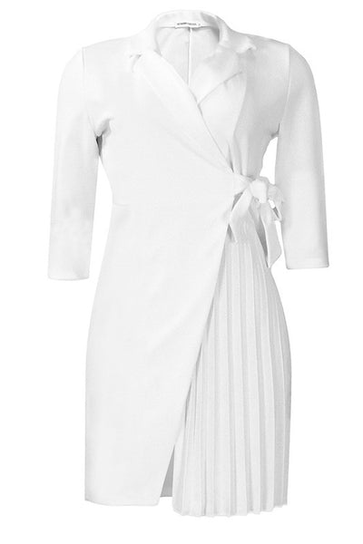 Wrap Style Blouse 3/4 Sleeve Mini Dress