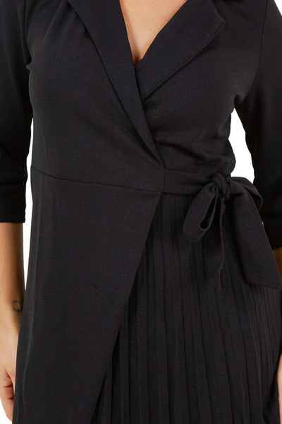 Wrap Style Blouse 3/4 Sleeve Mini Dress