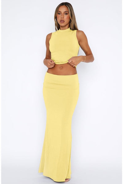 Sleeveless Crop Top & Long Maxi Skirt Set