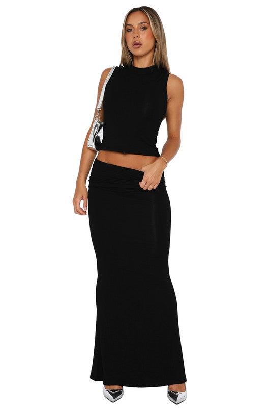 Sleeveless Crop Top & Long Maxi Skirt Set