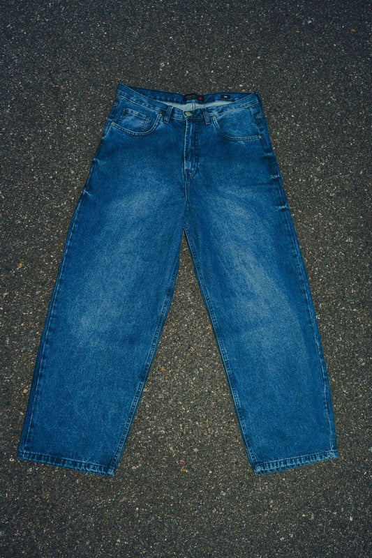 Mens Baggy Fit Wide Leg Denim Jeans