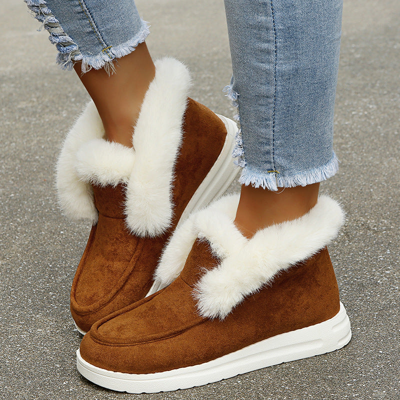 Plush Fur Snow Boots - Warm Winter Ankle Style