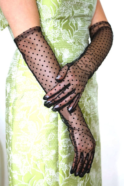 Above Elbow Polkadot Lace Gloves - Fashions Envy