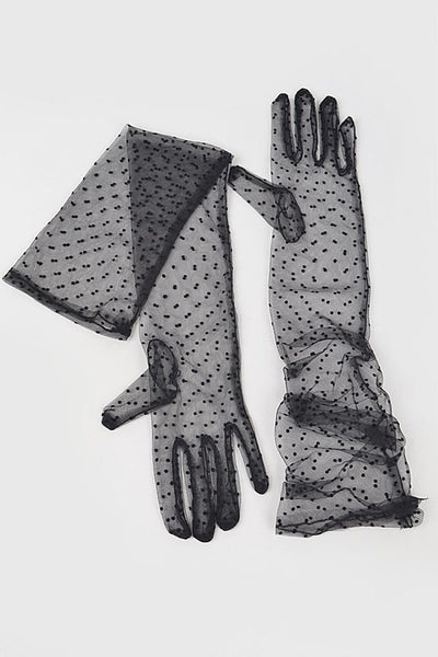 Above Elbow Polkadot Lace Gloves - Fashions Envy