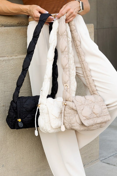 Brinley Quilted Puffer Foldover Crossbody - Fashions Envy