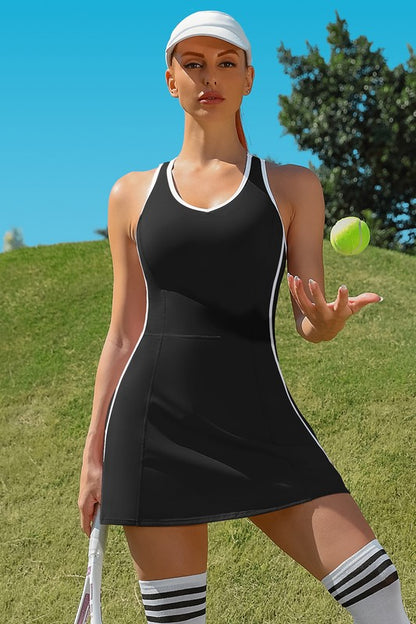 V-Neck Racerback Tennis Dress with Shorts