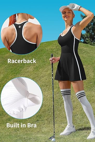 V-Neck Racerback Tennis Dress with Shorts