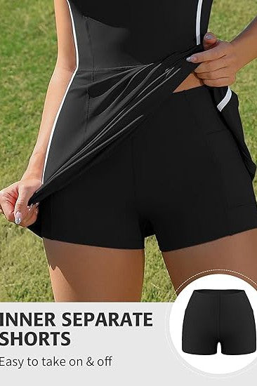 V-Neck Racerback Tennis Dress with Shorts