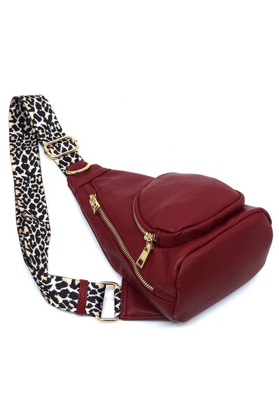 Leopard Strap Sling Backpack - Fashions Envy