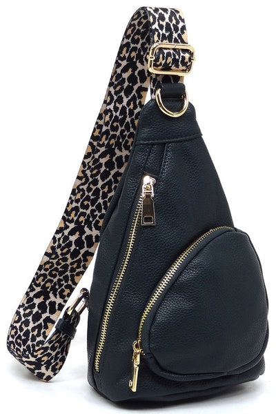 Leopard Strap Sling Backpack - Fashions Envy