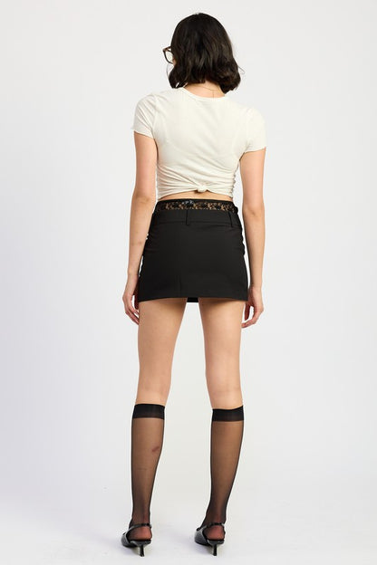 Peekaboo Lace Trim Mini Skirt