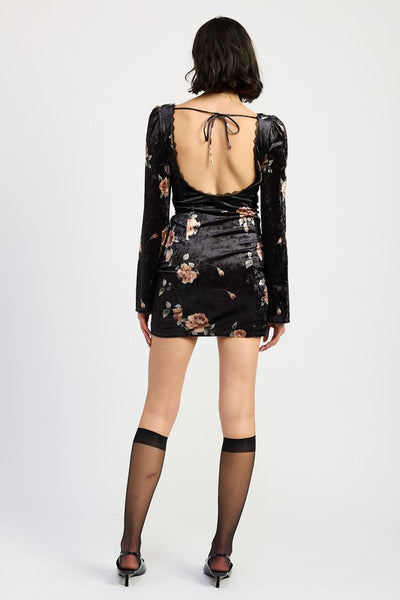 Lace Up Open Back Flora Mini Dress