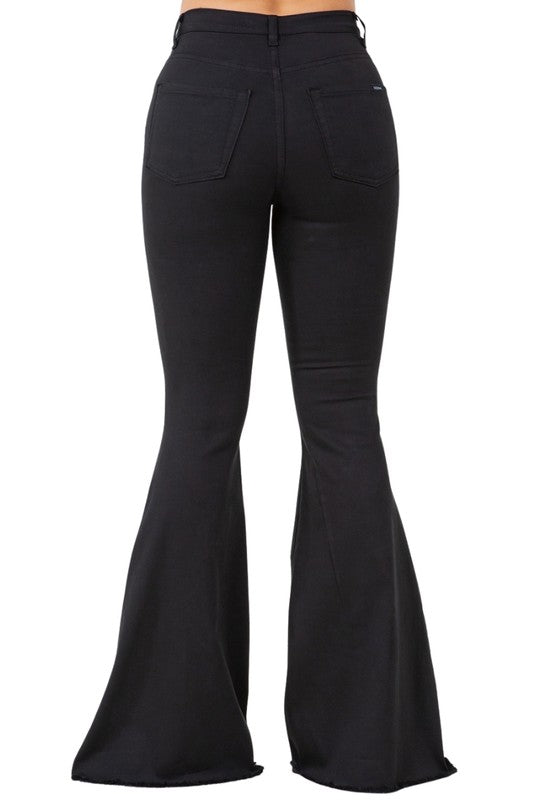 Rose Patch Angela Bell Bottom High Stretch Jeans