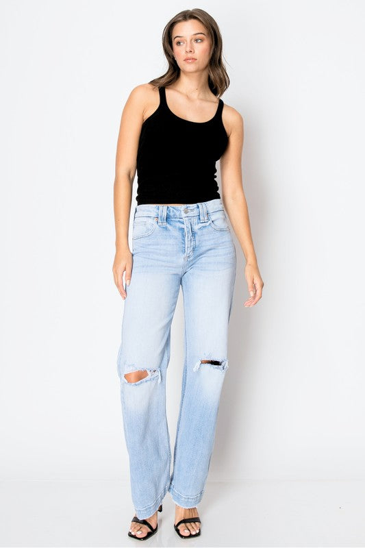 Tummy Control High Rise Modern Wide Leg Denim Jeans