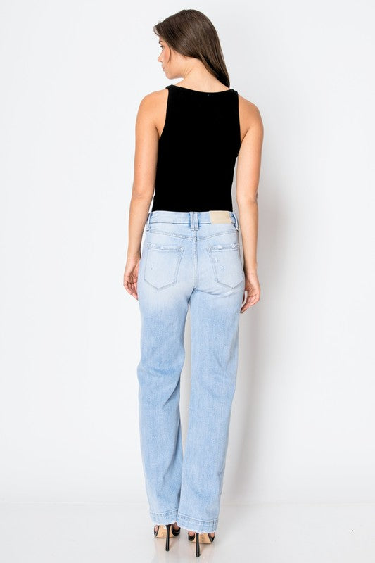 Tummy Control High Rise Modern Wide Leg Denim Jeans