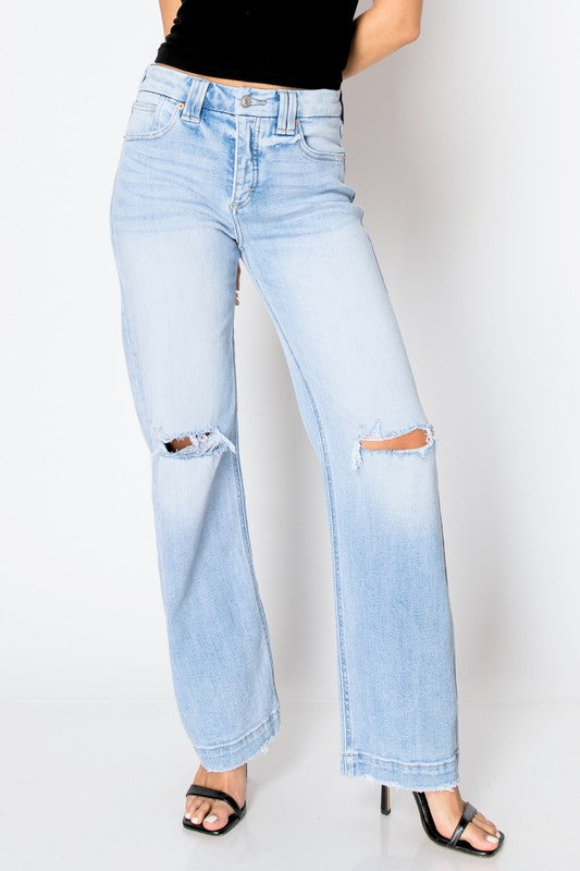 Tummy Control High Rise Modern Wide Leg Denim Jeans