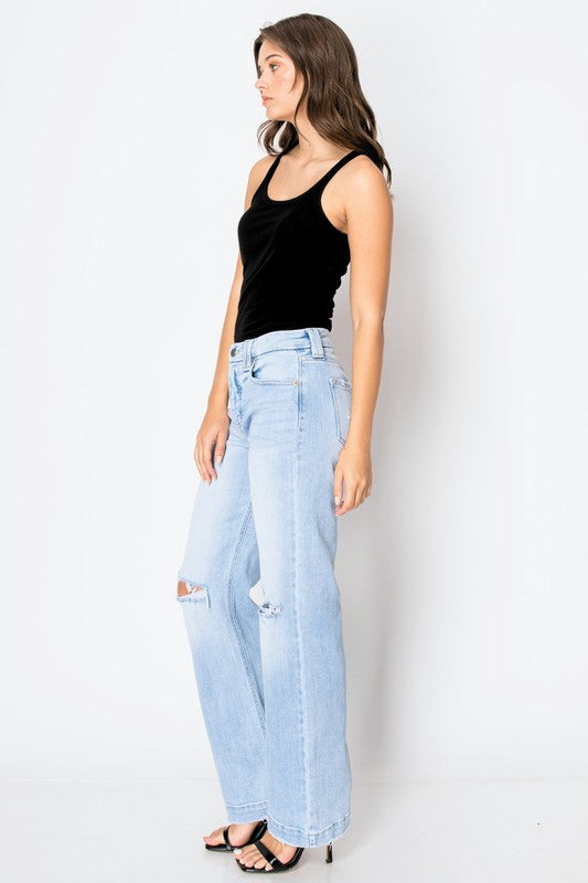 Tummy Control High Rise Modern Wide Leg Denim Jeans