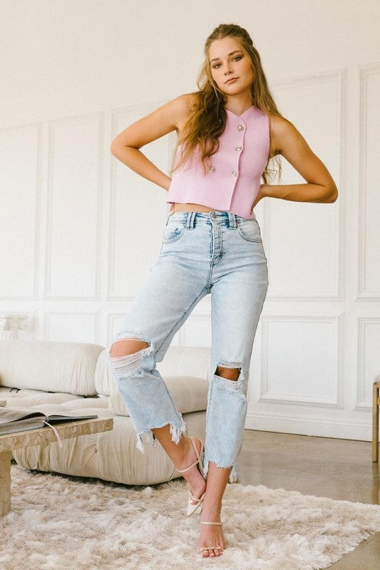 Tummy Control High Rise Modern Wide Leg Denim Jeans