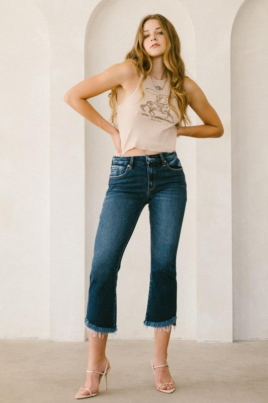 Corset High Rise Crop Flare Denim Jeans