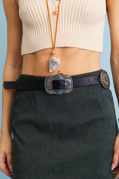 Boho Turquoise Concho Belt with Western Accents