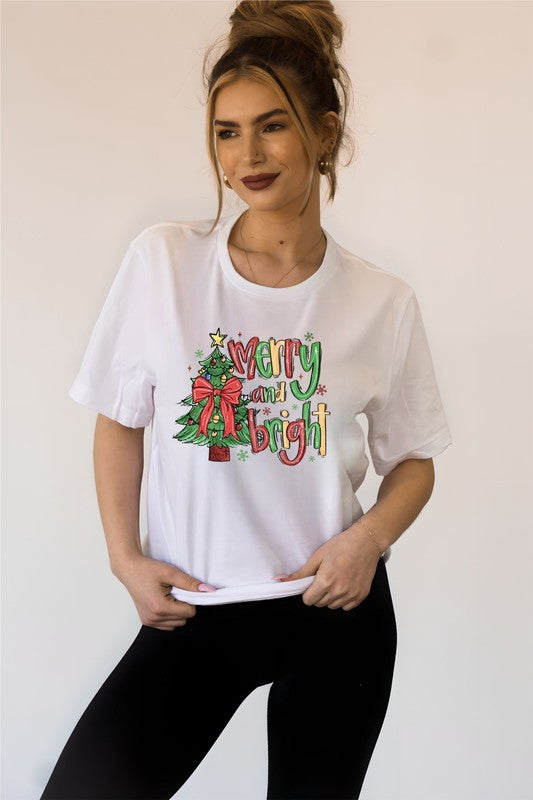 Merry and Bright Christmas Holiday Graphic Tee