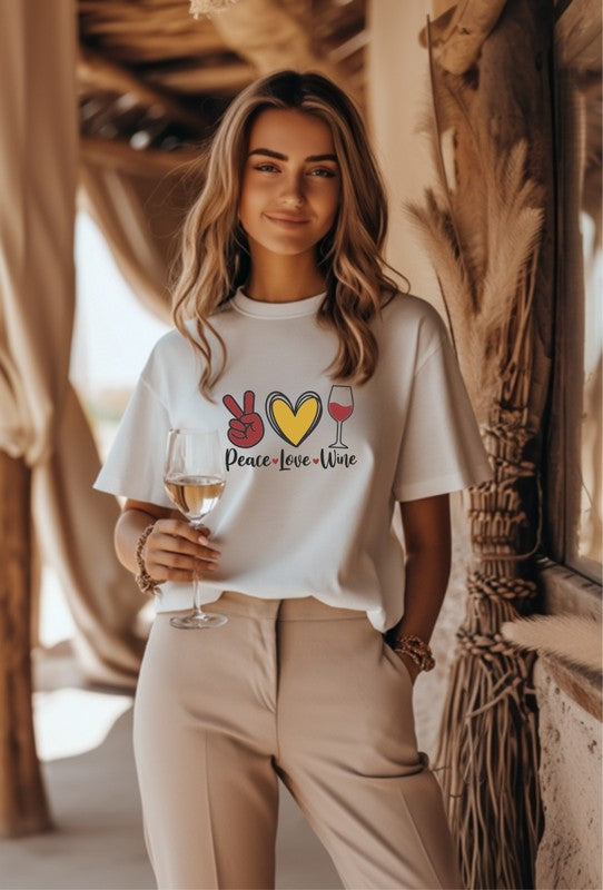 Peace Love Wine Graphic Tee
