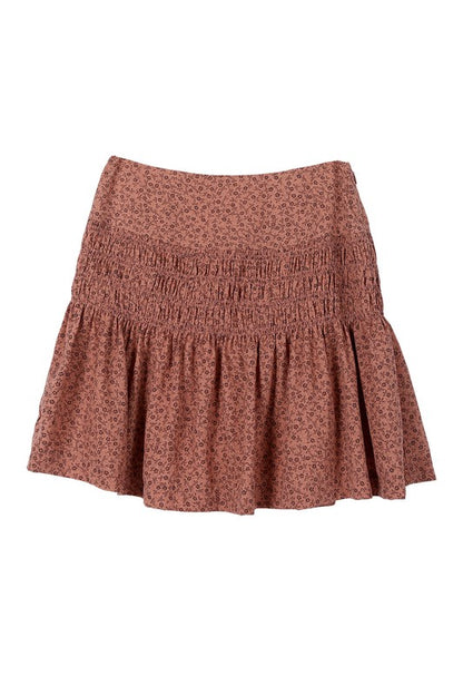 Floral Print Smocked Mini Skirt