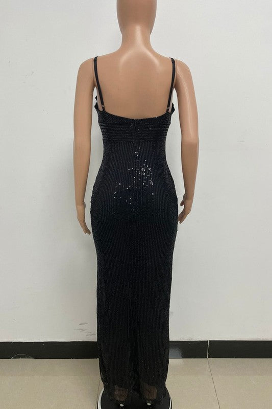 Sequin Fashion Sleeveless Bodycon Maxi Dress