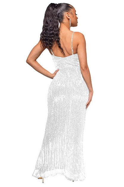 Sequin Fashion Sleeveless Bodycon Maxi Dress