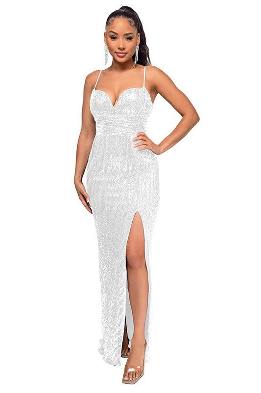 Sequin Fashion Sleeveless Bodycon Maxi Dress