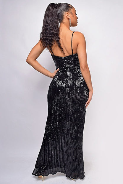 Sequin Fashion Sleeveless Bodycon Maxi Dress