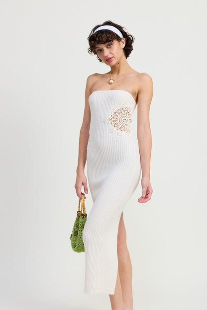 White Bodycon Tube Style Midi Dress