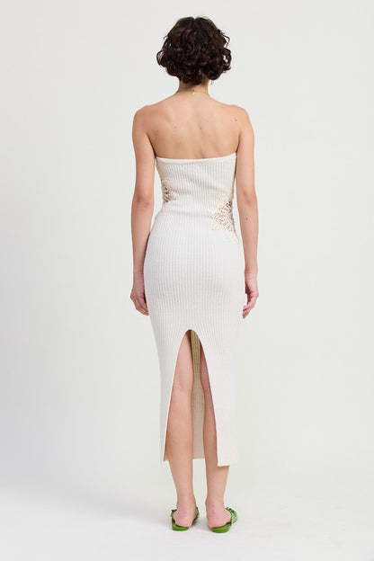 White Bodycon Tube Style Midi Dress