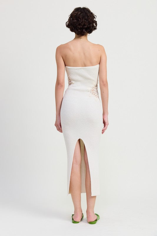 White Bodycon Tube Style Midi Dress